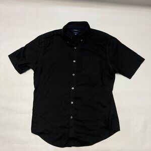 Croft & Barrow Short Sleeve Button Shirt Black Medium